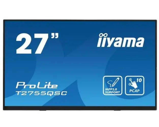 Monitor IPS LED Iiyama 27inch T2755QSC-B1, QHD (2560 x 1440), HDMI, DIsplayPort, Boxe, Touchscreen (Negru)