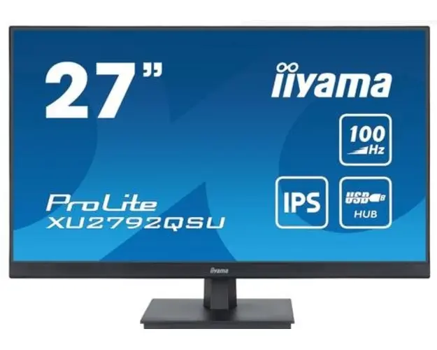 Monitor IPS LED Iiyama 27inch XU2792QSU-B6, WQHD (2560 x 1440), HDMI, DisplayPort, Boxe, 100 Hz, 0.4 ms (Negru)
