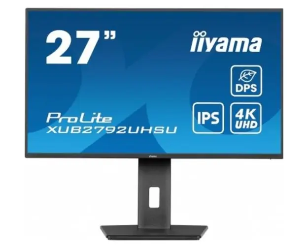 Monitor IPS LED Iiyama 27inch XUB2792UHSU-B6, UHD (3840 x 2160), HDMI, DisplayPort, Boxe, Pivot, 4 ms (Negru)