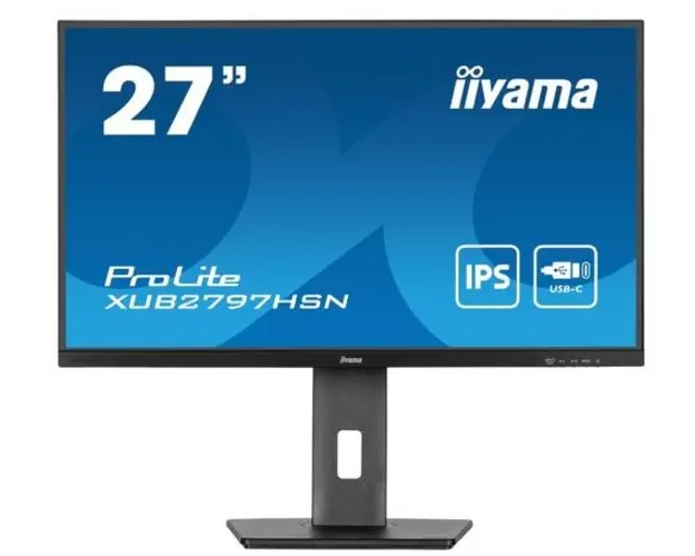 Monitor IPS LED Iiyama 27inch XUB2797HSN-B1, Full HD (1920 x 1080), HDMI, DisplayPort, Boxe, Pivot, 100 Hz, 1 ms (Negru)