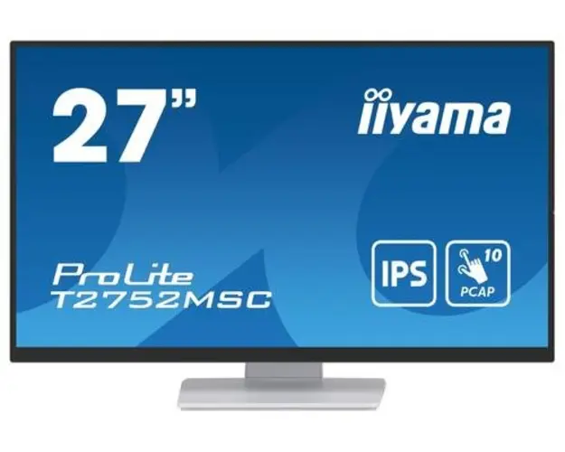 Monitor IPS LED iiyama 27inch T2752MSC-W1, Full HD (1920 x 1080), HDMI, DisplayPort, Boxe, Touchscreen (Alb)