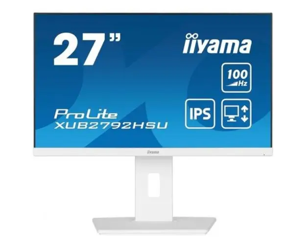Monitor IPS LED Iiyama ProLite 27inch XUB2792HSU-W6, Full HD (1920 x 1080), HDMI, DisplayPort, Boxe, Pivot, 100 Hz, 0.4 ms (Alb)