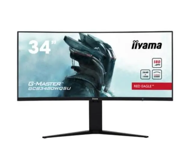 Monitor Gaming VA LED iiyama G-Master 34inch GCB3480WQSU-B1 Red Eagle, UWQHD(3440 x 1440), HDMI, DisplayPort, Ecran curbat, Boxe, 180 Hz, 0.4 ms (Negru)