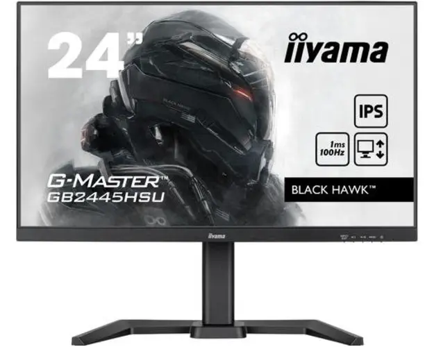 Monitor Gaming IPS LED Iiyama 24inch GB2445HSU-B1, Full HD (1920 x 1080), HDMI, DisplayPort, Boxe, Pivot, 100 Hz, 1 ms (Negru)