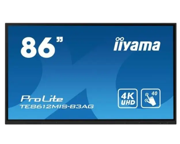 Ecran Profesional VA LED iiyama ProLite 85.6inch TE8612MIS-B3AG, UHD (3840 x 2160), VGA, HDMI, Boxe, Touchscreen (Negru)