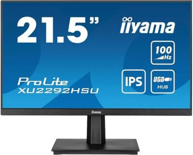 Monitor IPS LED Iiyama ProLite 21.5inch XU2292HSU-B6, Full HD (1920 x 1080), HDMI, DisplayPort, Boxe, 100 Hz, 0.4 ms (Negru)