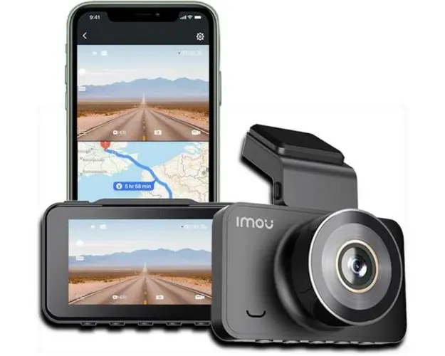 Camera video auto IMOU S800, 4K UHD (3840x2160), 30 fps, Ecran 3inch, Unghi de vizualizare 123 grade, Microfon si difuzor incorporat, IP52 (Negru)