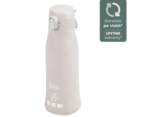 Incalzitor de biberoane Babymoov Moov & Feed, portabil si reincarcabil, Mineral Beige