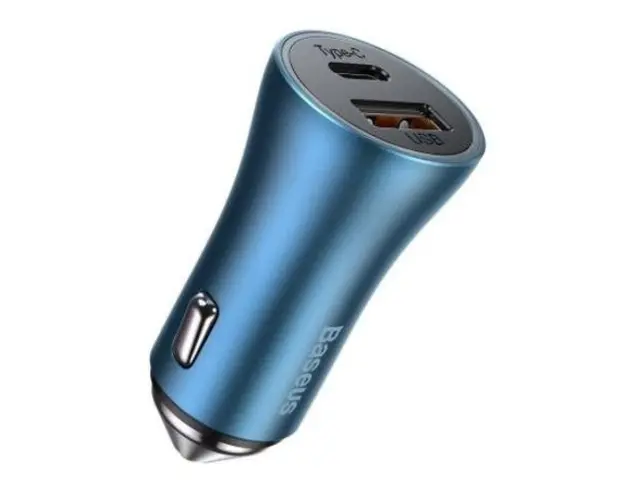 Incarcator auto Baseus CCJD-03 Golden, 1 x USB, 1 x USB-C, Quick Charge 3.0, Power Delivery 40W (Albastru)