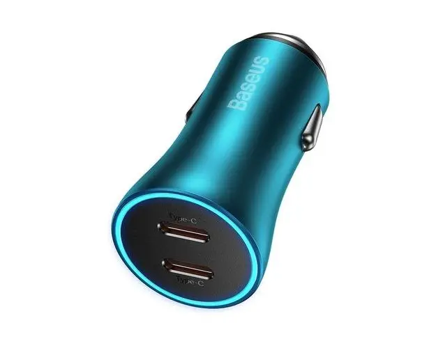 Incarcator Auto Baseus Golden Contactor Pro, 40W, 3A, 2 x USB-C, Albastru