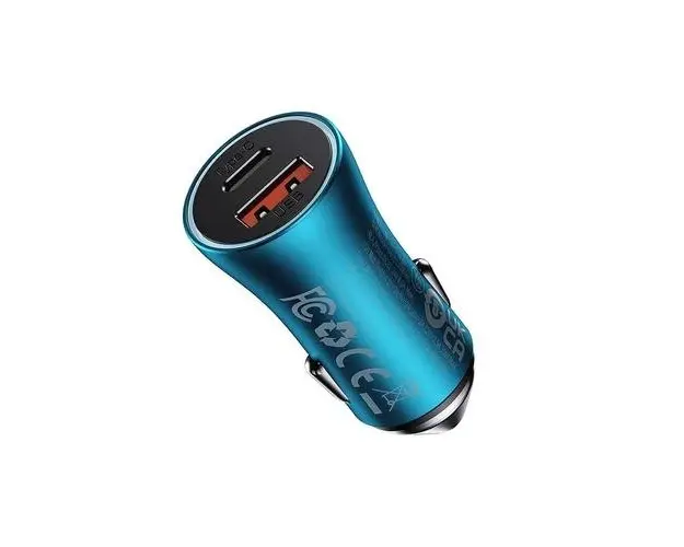 Incarcator auto Baseus Golden Contactor Max Dual, Incarcare rapida, USB-A, USB-C, 60W, Albastru