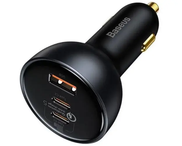 Incarcator Auto Baseus Qualcomm TZCCZM-0G, Quick Charge, 160W, 2 x USB Type-C, cu Cablu USB Type-C (Gri)