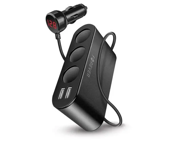 Incarcator Auto Forever MultiPort, 12W, 2.4A, 2 x USB-A - 3 x Extensie Bricheta, Negru