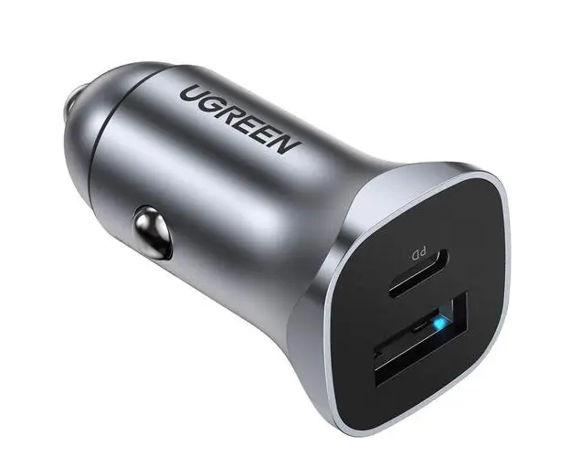 Incarcator Auto UGREEN CD130, 30W, 3A, 1 x USB-A - 1 x USB-C, Gri