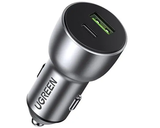 Incarcator Auto UGREEN CD213, 36W, 3A, 1 x USB-A - 1 x USB-C, Gri