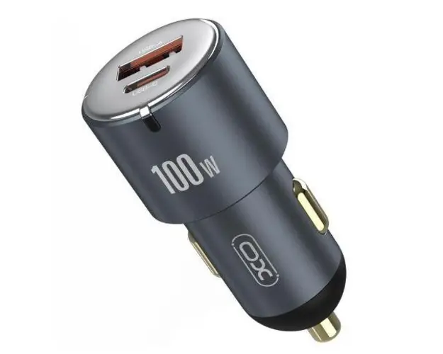 Incarcator Auto XO Design CC47, Quick Charge, 100W, 1x USB-A, 1x USB Type-C (Gri)