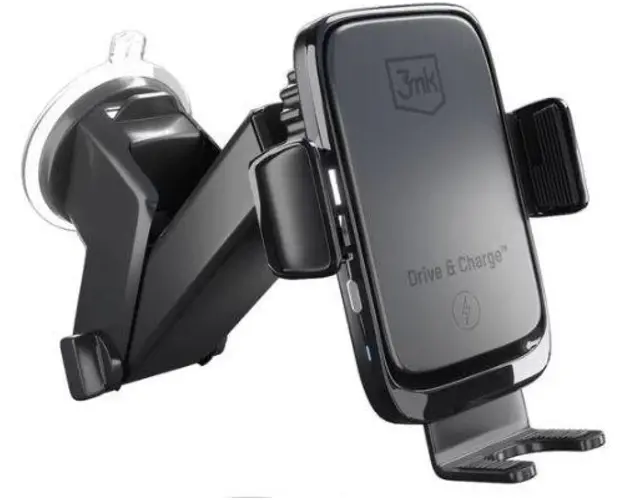 Suport Auto 3MK Drive & Charge, Incarcare Wireless, Quick Charge, 15W, (Negru)