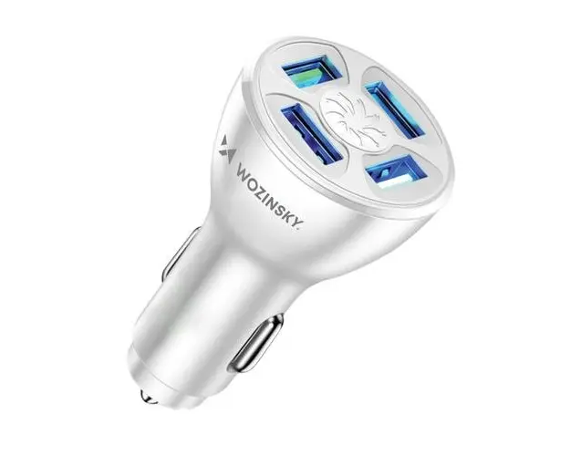 Incarcator Auto WZK WCCAW, 50W, 3A, 4 x USB-A, Alb