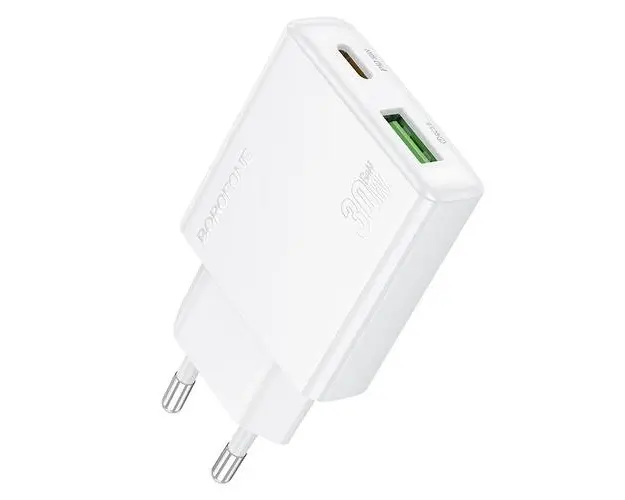 Incarcator Retea Borofone BN25 Wish, 30W, 3A, 1 x USB-A, 1 x USB-C, Alb