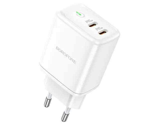 Incarcator Retea Borofone BN9, 35W, 3A, 2 x USB-C, Alb