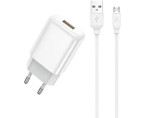 Incarcator Retea Cu Cablu microUSB Prestico F7S, 12W, 2.4A, 1 x USB-A (Alb)