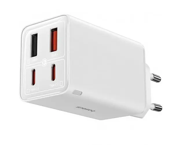 Incarcator Retea Cu Cablu USB-C Baseus GaN6 Pro P10162705212-00, 100 W, 3.25A, 2 x USB-A, 2 x USB-C (Alb) 