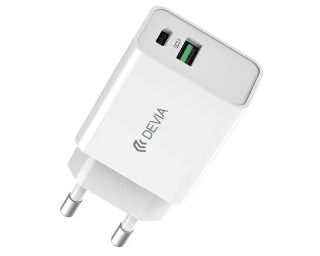 Incarcator Retea DEVIA RLC-389, 30W, 3A, 1 x USB-A - 1 x USB-C, Alb