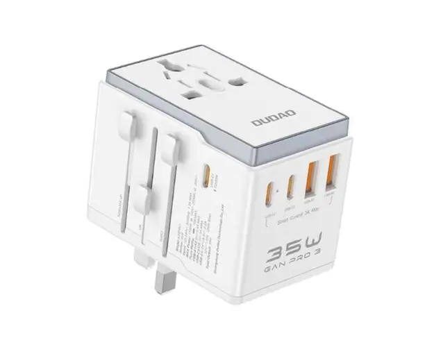 Incarcator Retea Dudao Travel A35Pro, 35 W, 3 A, 2 x USB-A, 3 x USB-C (Alb)