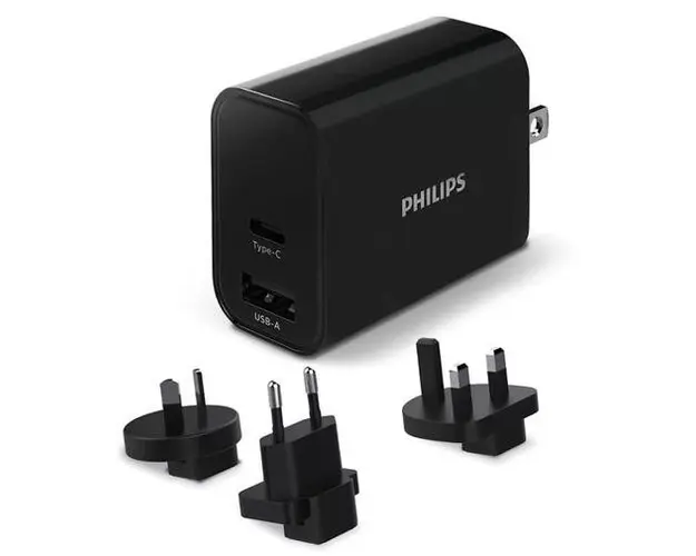 Incarcator Retea Philips 1A1C PH-DLP2621T, 30W, USB-A, USB Type-C (Negru)