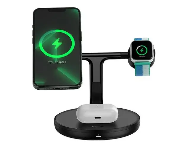 Incarcator Wireless Baseus Swan 3in1 WXTE000101, 15W, 1.67A, Negru 