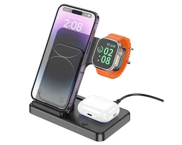 Incarcator Wireless Borofone BQ26, 15W, 1.67A, Cablu USB-A la USB Type-C (Negru)