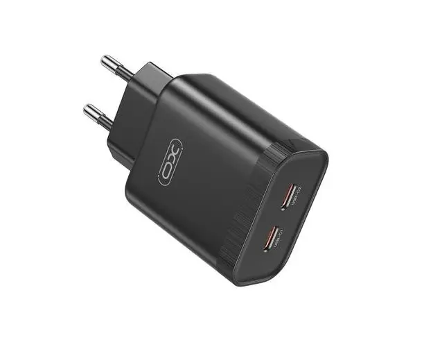 Incarcator Retea XO Design L105, 35W, 3A, 2 x USB-C, Negru