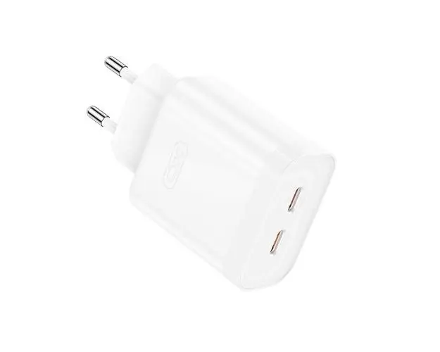 Incarcator Retea XO Design L105, 35W, 3A, 2 x USB-C, Alb