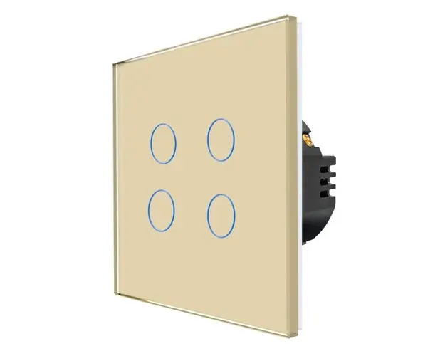 Intrerupator Cvadruplu cu Touch din Sticla LUXION, 500W (Auriu)