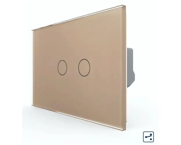 Intrerupator Dublu Cap Scara / Cruce cu Touch LIVOLO din Sticla  Standard Italian (Auriu)