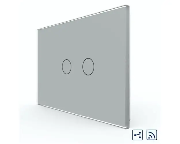 Intrerupator Dublu Cap Scara / Cruce Wireless cu Touch LIVOLO din Sticla  Standard Italian (Gri)