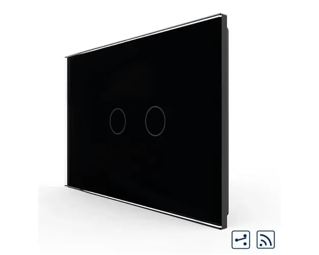 Intrerupator Dublu Cap Scara / Cruce Wireless cu Touch LIVOLO din Sticla  Standard Italian (Negru)