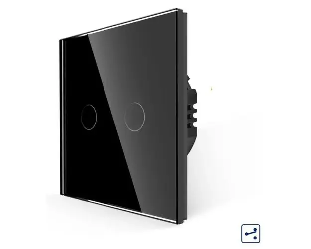 Intrerupator Dublu Cap Scara cu Touch din Sticla LUXION, Serie A (Negru)