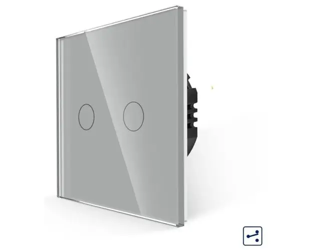 Intrerupator Dublu Cap Scara cu Touch din Sticla LUXION, Serie A (Gri)