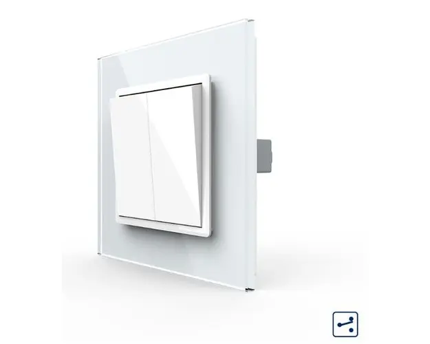 Intrerupator Dublu Mecanic LIVOLO cu Rama din Sticla - Serie Noua (Alb)