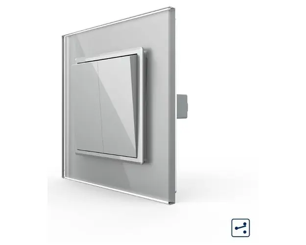Intrerupator Dublu Mecanic LIVOLO cu Rama din Sticla - Serie Noua (Gri)