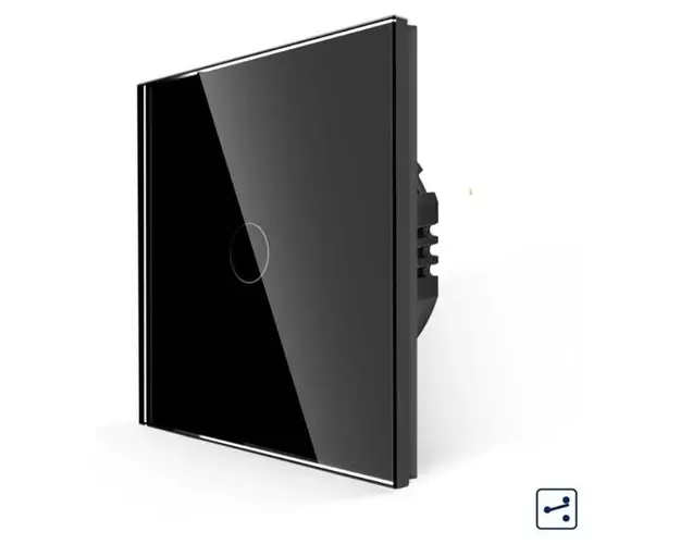 Intrerupator Simplu Cap Scara cu Touch din Sticla LUXION, Serie A (Negru)