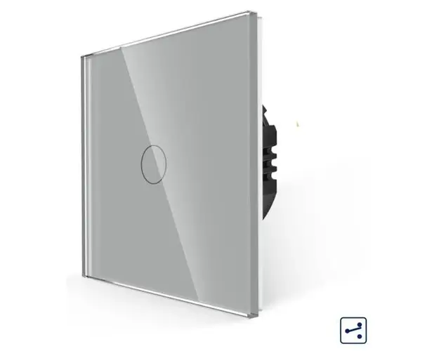 Intrerupator Simplu Cap Scara cu Touch din Sticla LUXION, Serie A (Gri)