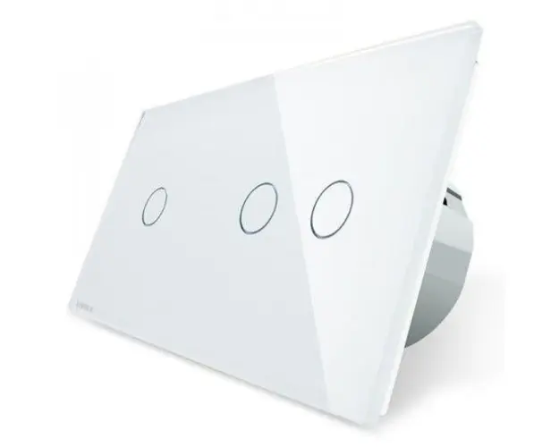Intrerupator simplu + dublu cu touch Livolo din sticla (Alb)