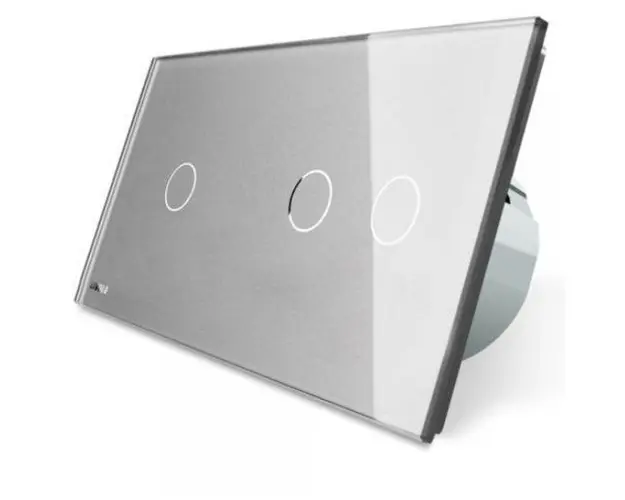 Intrerupator simplu + dublu cu touch Livolo din sticla (Gri)