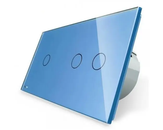 Intrerupator simplu + dublu cu touch Livolo din sticla (Albastru)