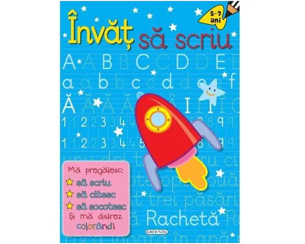 Carte Girasol Invat sa scriu, citesc, socotesc si ma distrez colorand, 5+ ani (Multicolor)