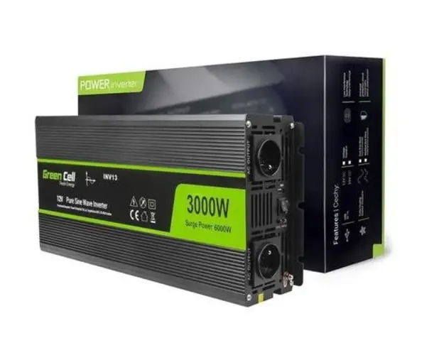 Invertor de tensiune 3000W/6000W 12V la 230V Volt USB DC AC Unda sinusoidala pura Green Cell