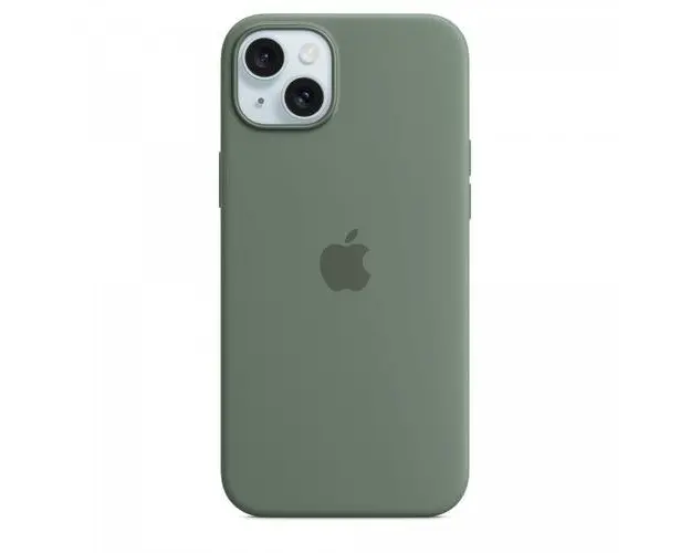 Husa protectie spate Apple Silicone Case MagSafe pentru Apple iPhone 15 Plus (Verde inchis)