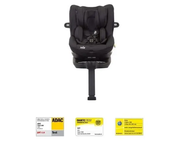 Scaun auto Joie i-Spin 360 Coal, nastere-105 cm, 0-19 kg, 0-4 ani, Testat ADAC, baza isofix inclusa (Negru)